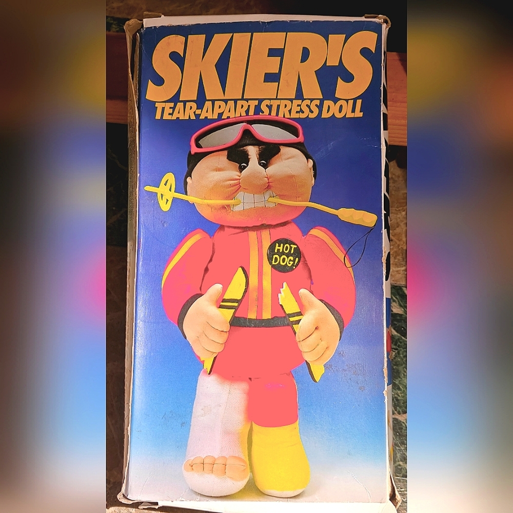 Vintage 1989 Skier's Tear Apart Stress Doll - New In Box